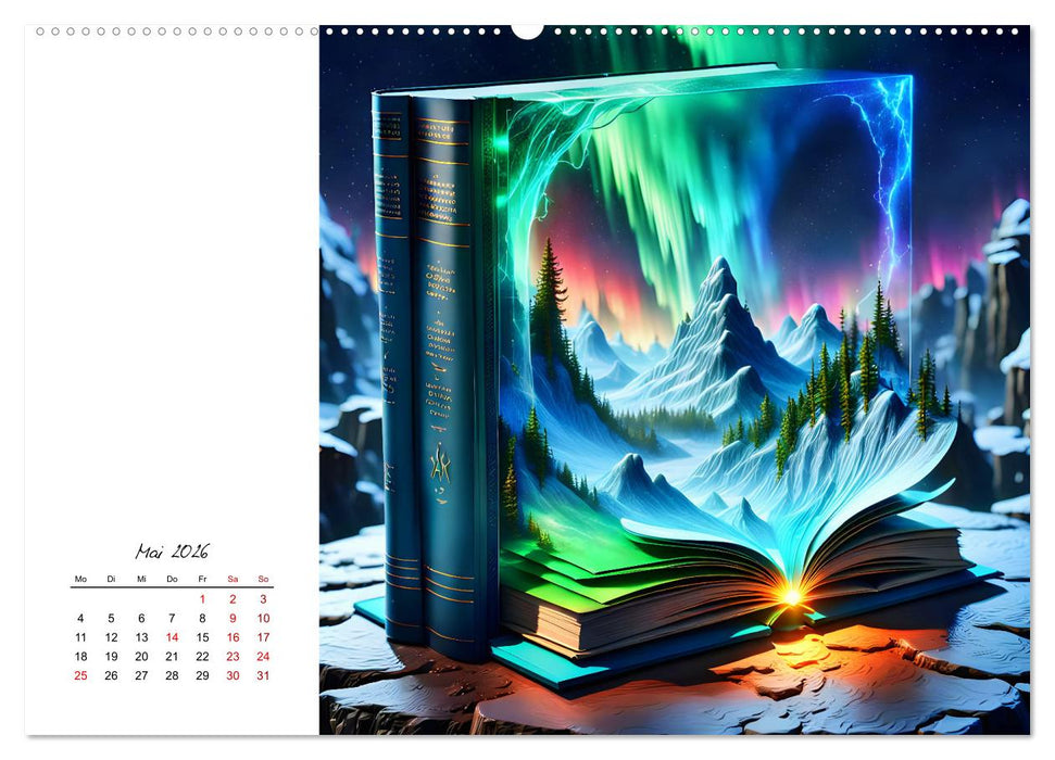 Fantastische surreale Bücherwelten (CALVENDO Premium Wandkalender 2026)