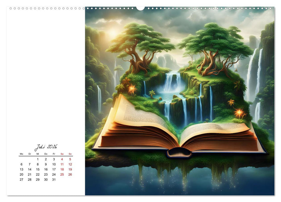 Fantastische surreale Bücherwelten (CALVENDO Premium Wandkalender 2026)