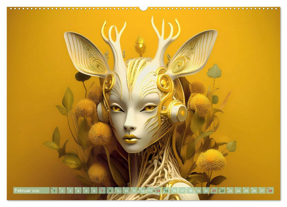 Bionische Lebewesen - Von der Natur inspirierte Menschen der Zukunft (CALVENDO Wandkalender 2026)