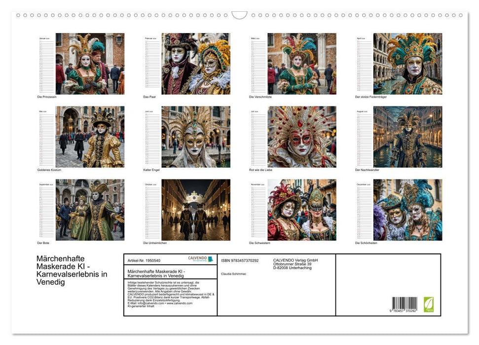 Märchenhafte Maskerade KI - Karnevalserlebnis in Venedig (CALVENDO Wandkalender 2026)