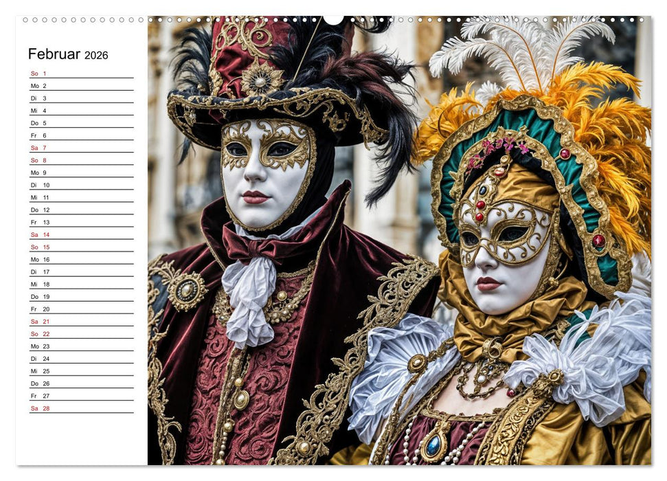 Märchenhafte Maskerade KI - Karnevalserlebnis in Venedig (CALVENDO Wandkalender 2026)