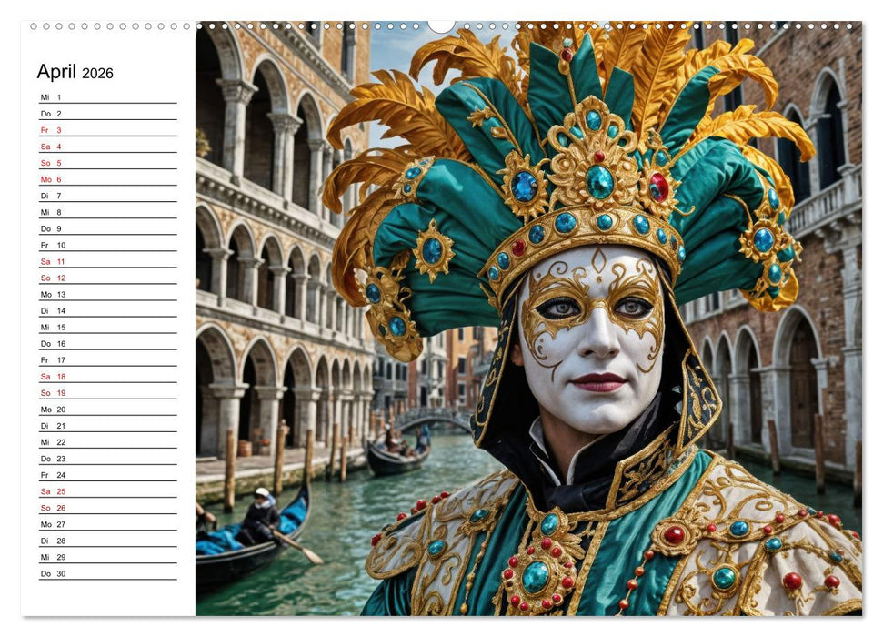 Märchenhafte Maskerade KI - Karnevalserlebnis in Venedig (CALVENDO Wandkalender 2026)