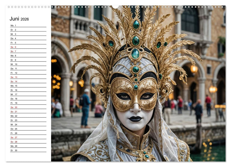 Märchenhafte Maskerade KI - Karnevalserlebnis in Venedig (CALVENDO Wandkalender 2026)