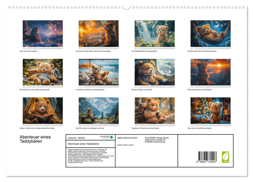 Abenteuer eines Taddybären (CALVENDO Premium Wandkalender 2026)