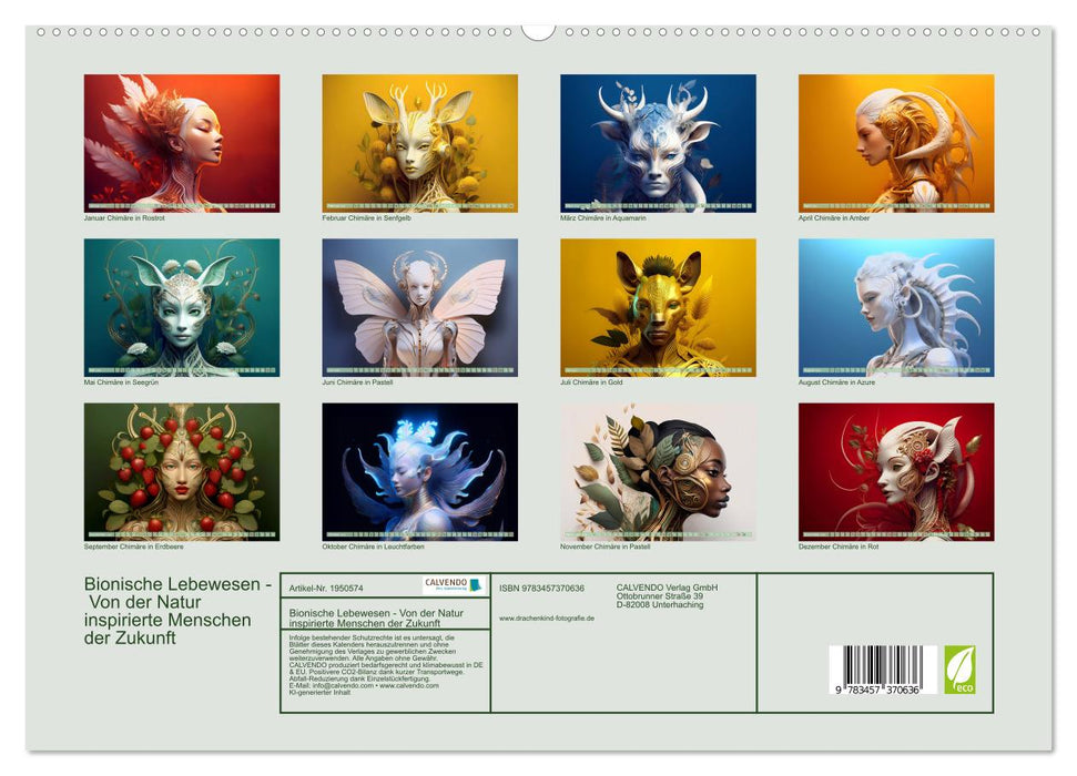 Bionische Lebewesen - Von der Natur inspirierte Menschen der Zukunft (CALVENDO Premium Wandkalender 2026)