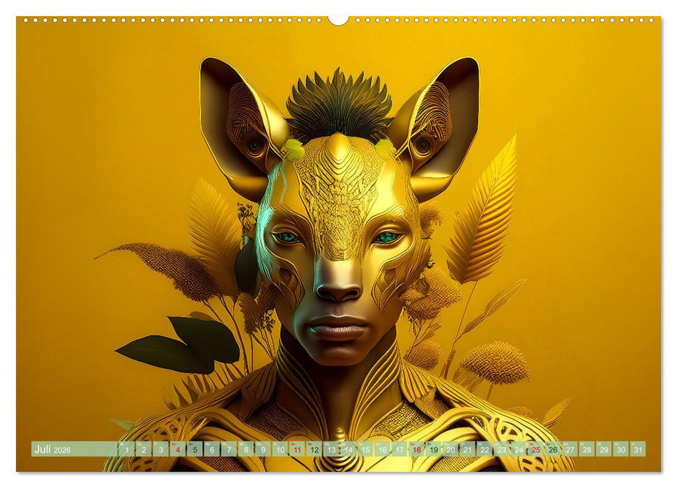 Bionische Lebewesen - Von der Natur inspirierte Menschen der Zukunft (CALVENDO Premium Wandkalender 2026)