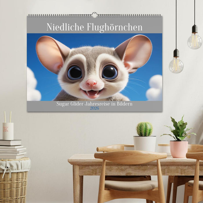 Niedliche Flughörnchen - Sugar Glider Jahresreise (CALVENDO Wandkalender 2026)