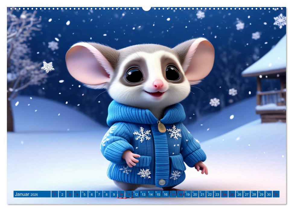 Niedliche Flughörnchen - Sugar Glider Jahresreise (CALVENDO Wandkalender 2026)