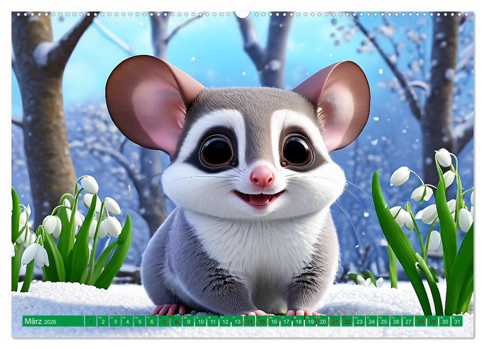 Niedliche Flughörnchen - Sugar Glider Jahresreise (CALVENDO Wandkalender 2026)
