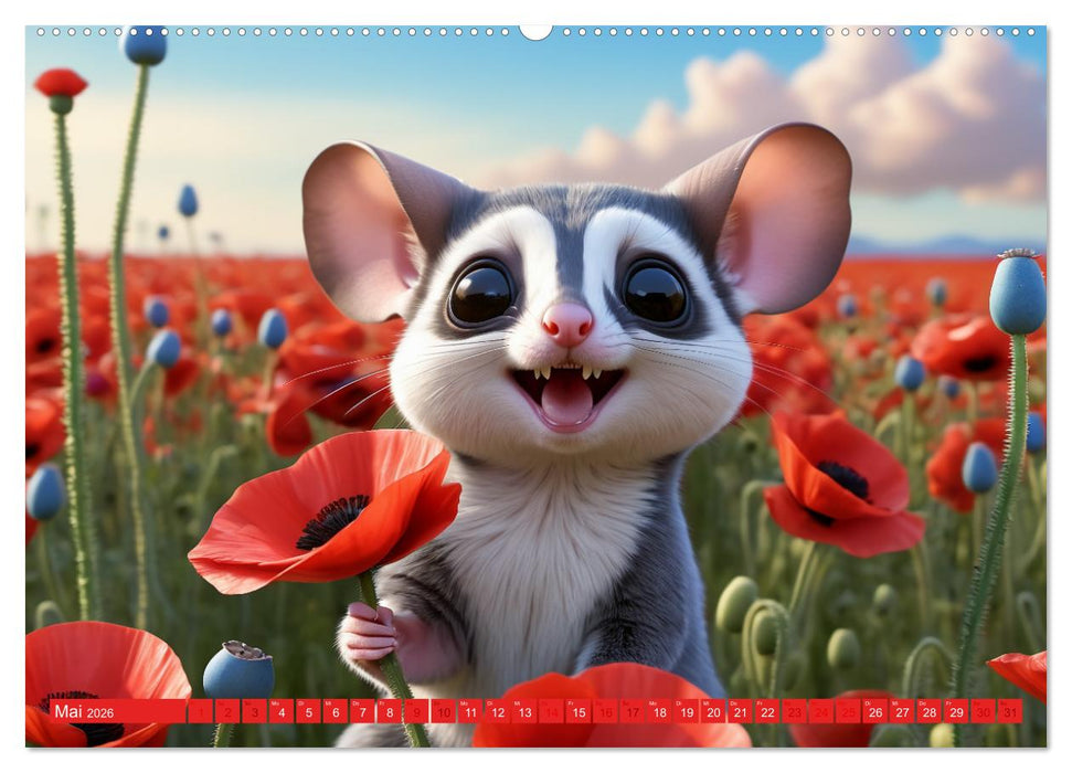 Niedliche Flughörnchen - Sugar Glider Jahresreise (CALVENDO Wandkalender 2026)