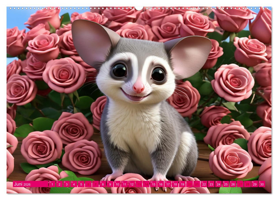Niedliche Flughörnchen - Sugar Glider Jahresreise (CALVENDO Wandkalender 2026)