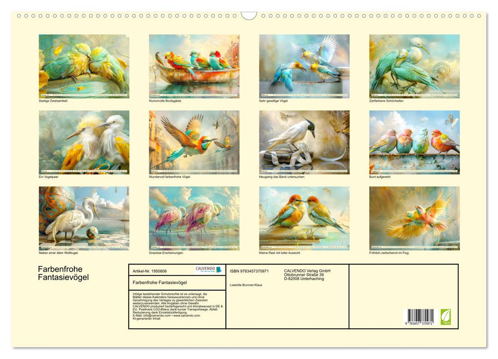 Farbenfrohe Fantasievögel (CALVENDO Wandkalender 2026)