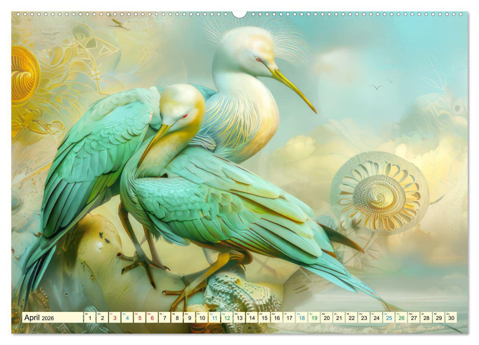 Farbenfrohe Fantasievögel (CALVENDO Wandkalender 2026)