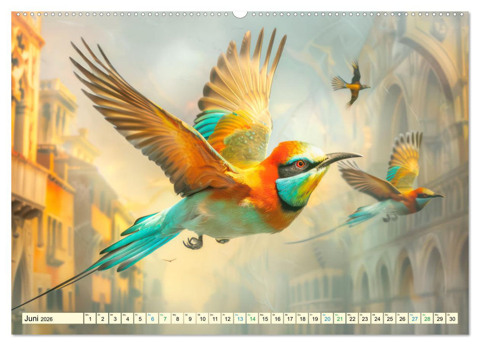 Farbenfrohe Fantasievögel (CALVENDO Wandkalender 2026)
