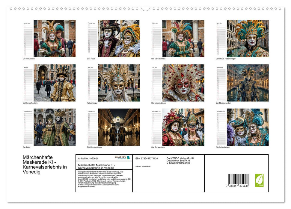 Märchenhafte Maskerade KI - Karnevalserlebnis in Venedig (CALVENDO Premium Wandkalender 2026)