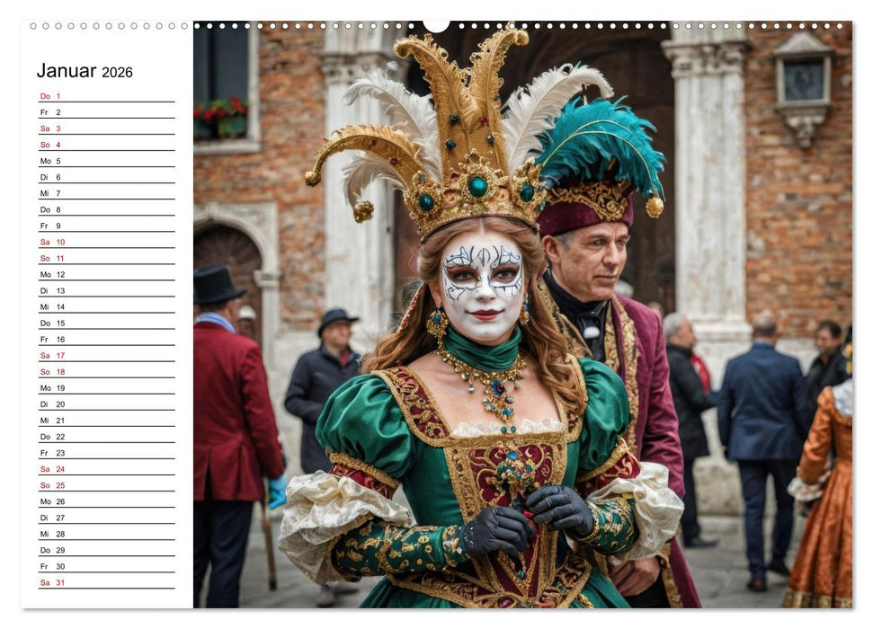 Märchenhafte Maskerade KI - Karnevalserlebnis in Venedig (CALVENDO Premium Wandkalender 2026)