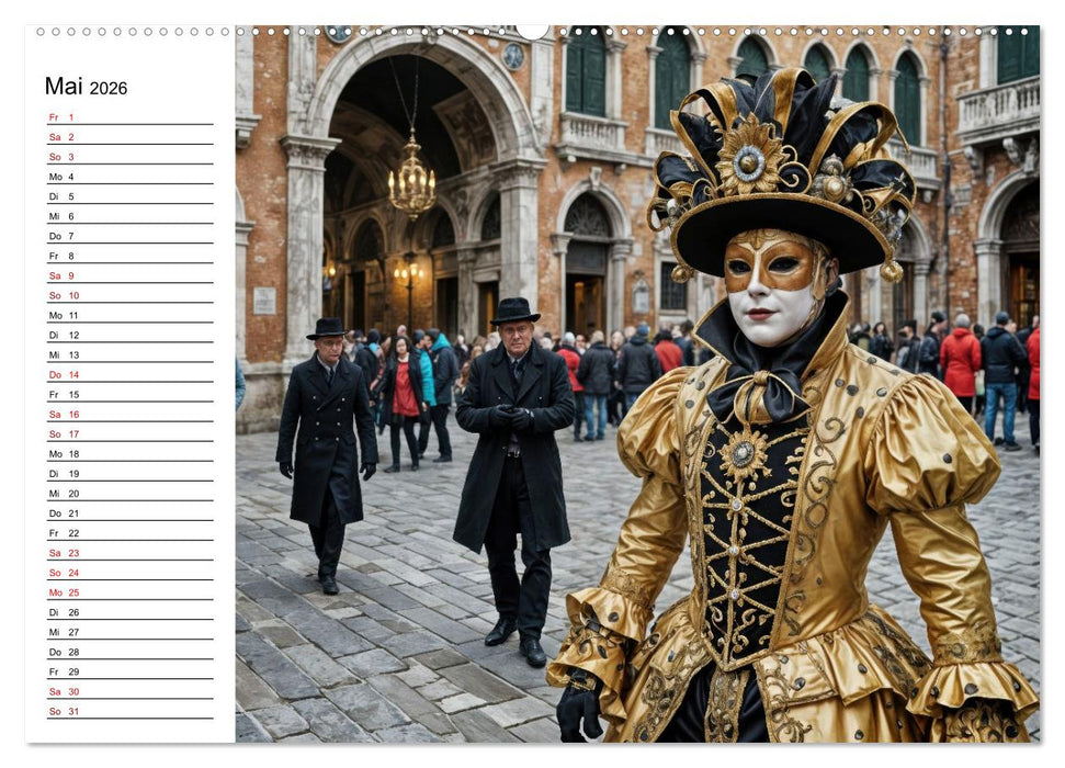 Märchenhafte Maskerade KI - Karnevalserlebnis in Venedig (CALVENDO Premium Wandkalender 2026)