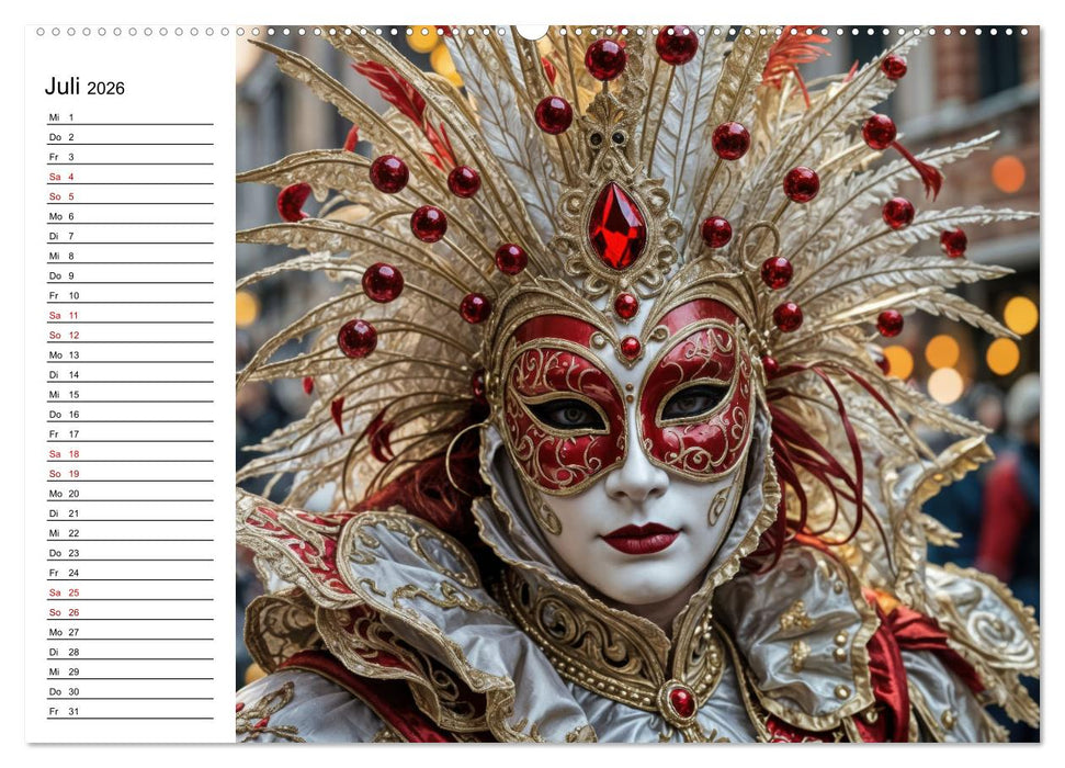 Märchenhafte Maskerade KI - Karnevalserlebnis in Venedig (CALVENDO Premium Wandkalender 2026)
