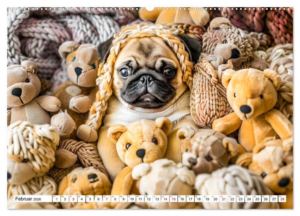 Mops-Mania - Der Spaßkalender für Mops-Fans (CALVENDO Wandkalender 2026)