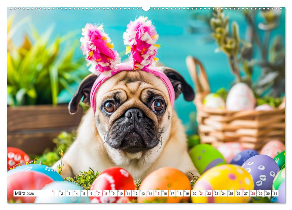 Mops-Mania - Der Spaßkalender für Mops-Fans (CALVENDO Wandkalender 2026)