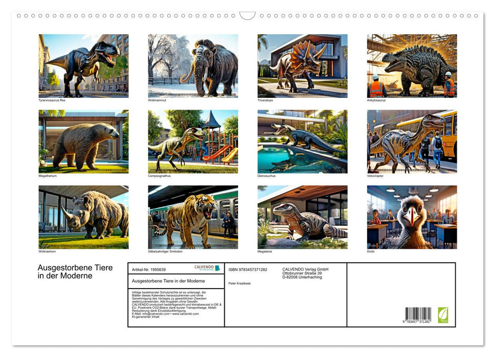 Ausgestorbene Tiere in der Moderne (CALVENDO Wandkalender 2026)