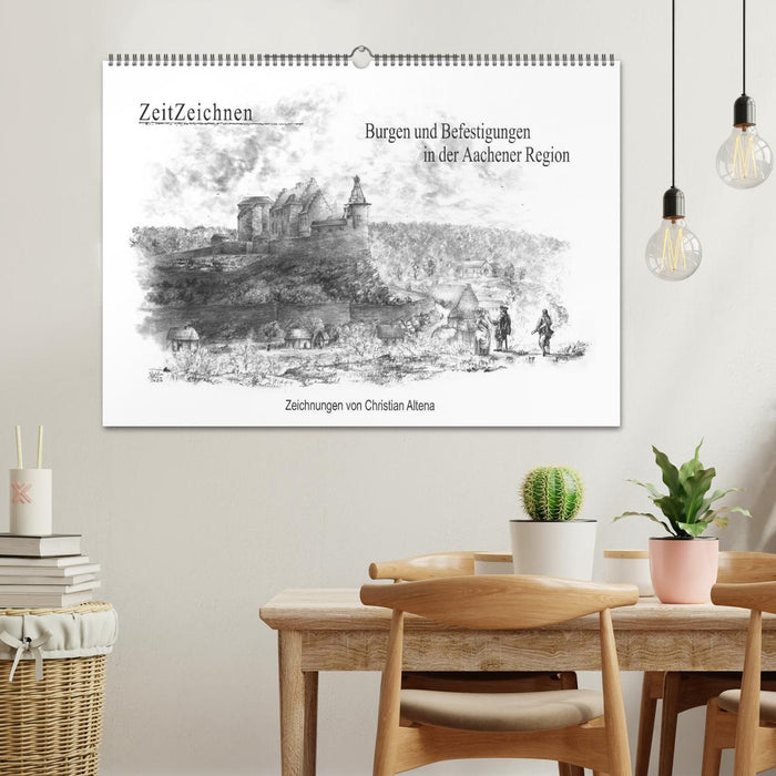 ZeitZeichnen: Burgen und Befestigungen in der Aachener Region (CALVENDO Wandkalender 2026)