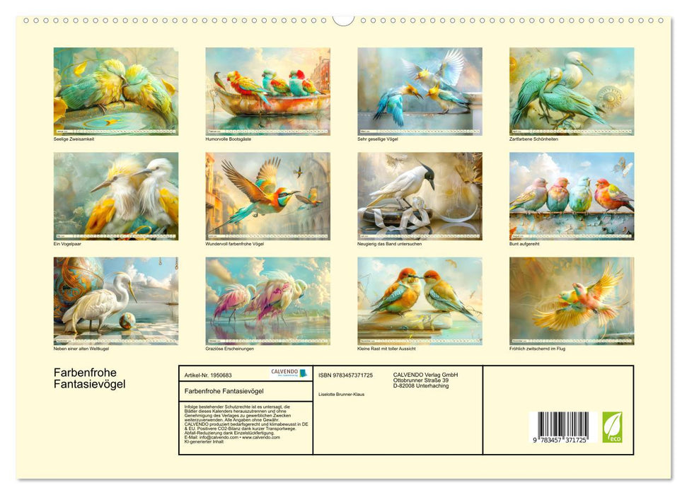 Farbenfrohe Fantasievögel (CALVENDO Premium Wandkalender 2026)
