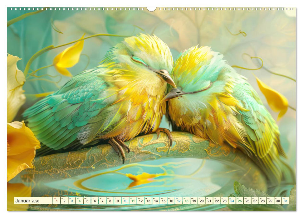 Farbenfrohe Fantasievögel (CALVENDO Premium Wandkalender 2026)