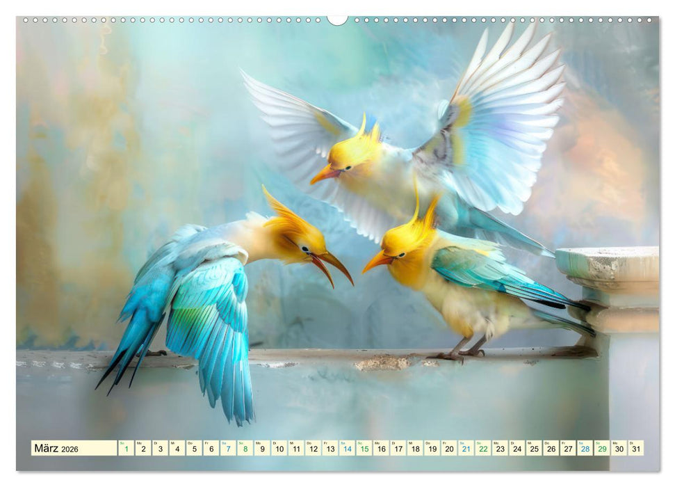 Farbenfrohe Fantasievögel (CALVENDO Premium Wandkalender 2026)