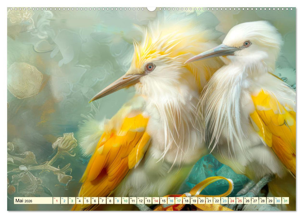 Farbenfrohe Fantasievögel (CALVENDO Premium Wandkalender 2026)