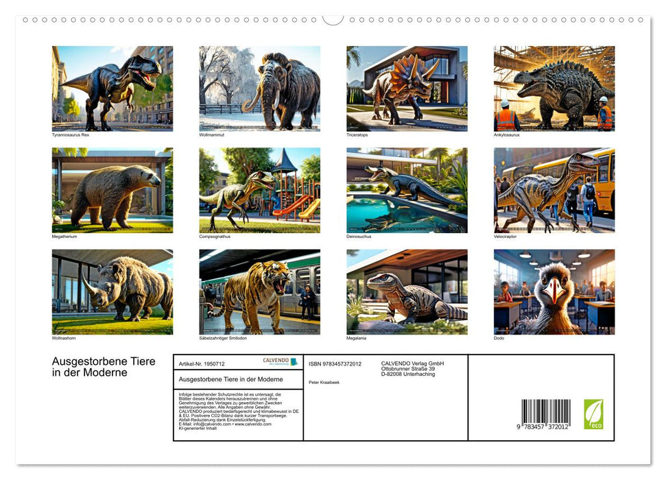 Ausgestorbene Tiere in der Moderne (CALVENDO Premium Wandkalender 2026)