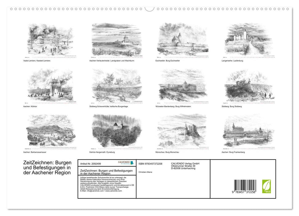 ZeitZeichnen: Burgen und Befestigungen in der Aachener Region (CALVENDO Premium Wandkalender 2026)
