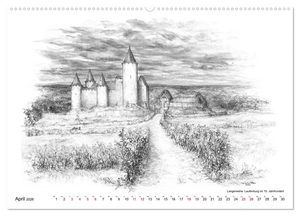 ZeitZeichnen: Burgen und Befestigungen in der Aachener Region (CALVENDO Premium Wandkalender 2026)