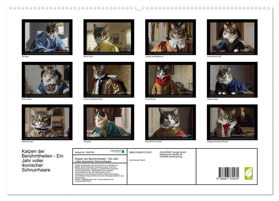 Katzen der Berühmtheiten - Ein Jahr voller ikonischer Schnurrhaare (CALVENDO Premium Wandkalender 2026)