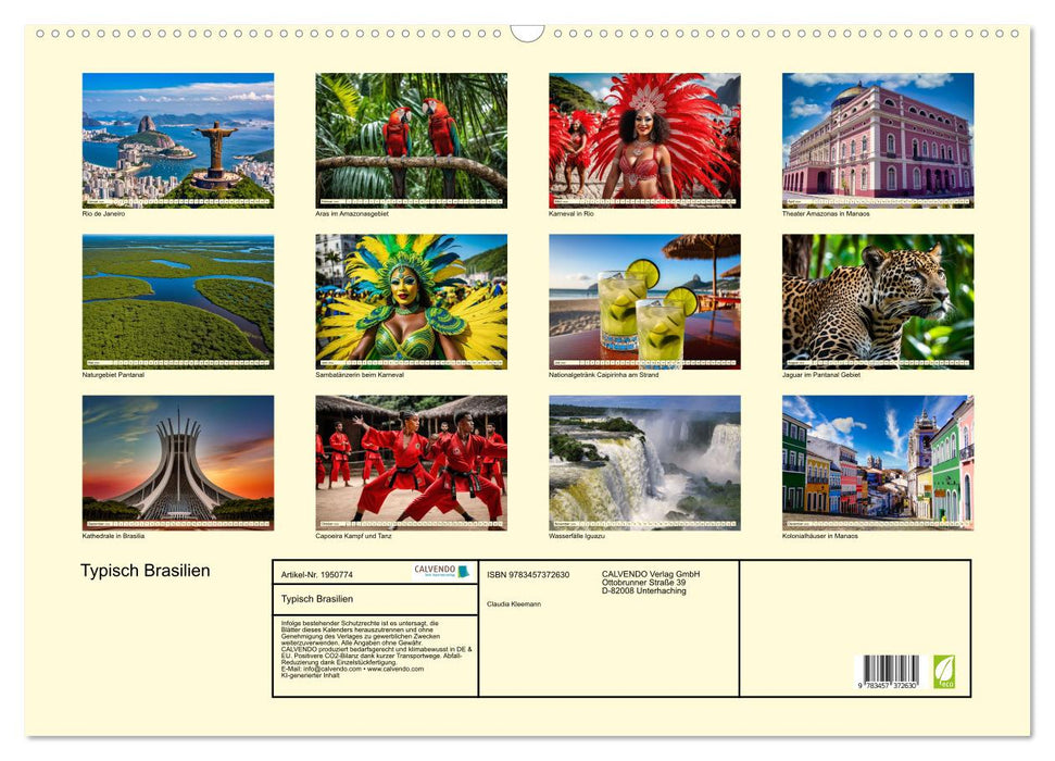 Typisch Brasilien (CALVENDO Wandkalender 2026)