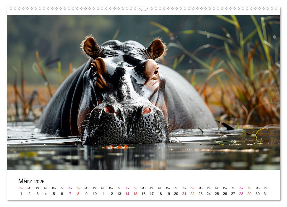 Flusspferde - Hippopotamus amphibius (CALVENDO Wandkalender 2026)