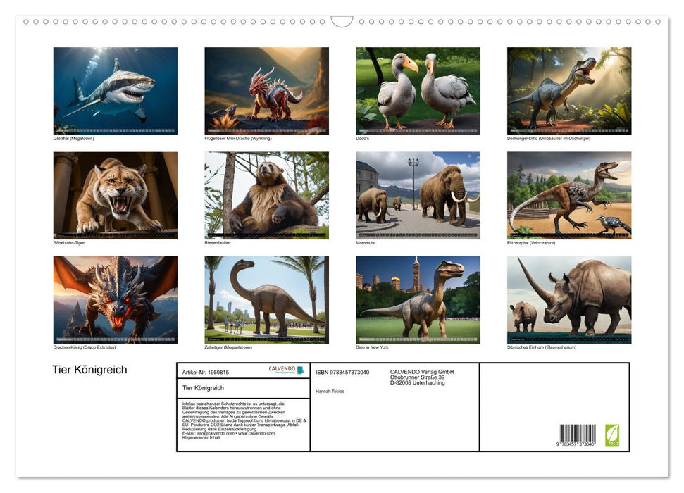 Tier Königreich (CALVENDO Wandkalender 2026)