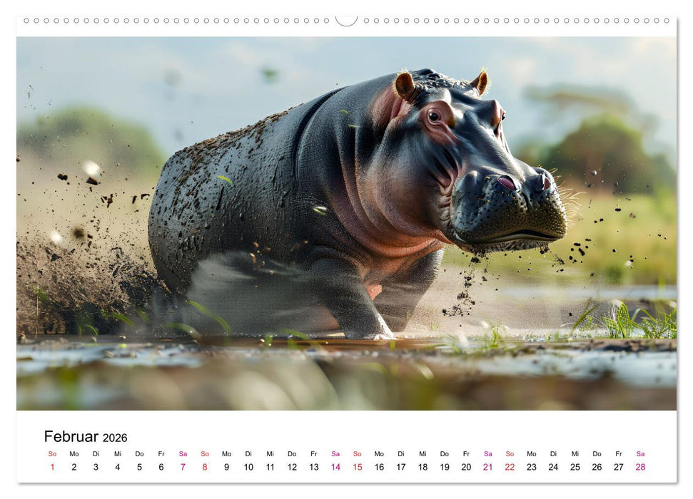 Flusspferde - Hippopotamus amphibius (CALVENDO Premium Wandkalender 2026)
