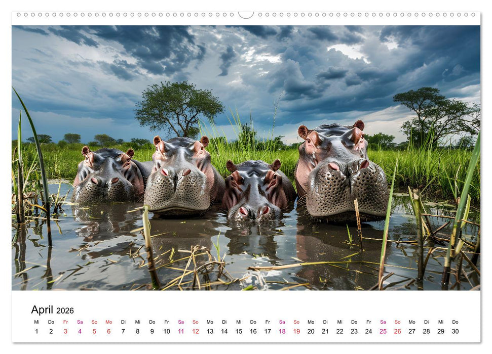 Flusspferde - Hippopotamus amphibius (CALVENDO Premium Wandkalender 2026)