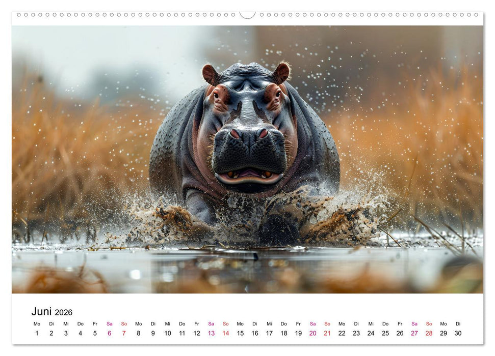 Flusspferde - Hippopotamus amphibius (CALVENDO Premium Wandkalender 2026)