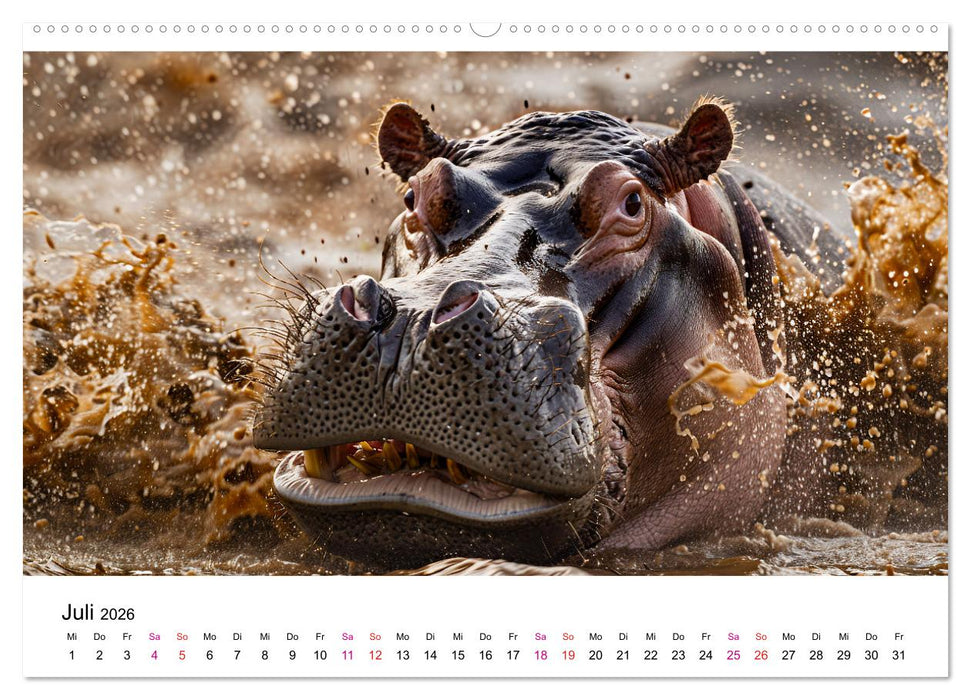 Flusspferde - Hippopotamus amphibius (CALVENDO Premium Wandkalender 2026)
