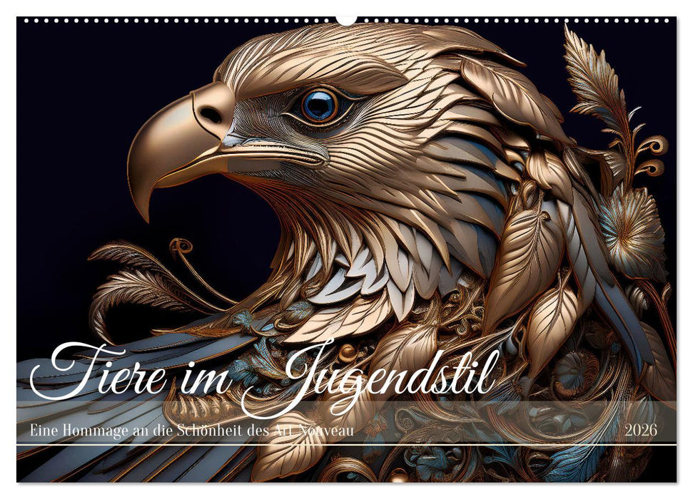 Tiere im Jugendstil - Eine Hommage an die Schönheit des Art Nouveau (CALVENDO Wandkalender 2026)