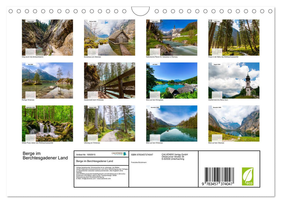 Berge im Berchtesgadener Land (CALVENDO Wandkalender 2026)