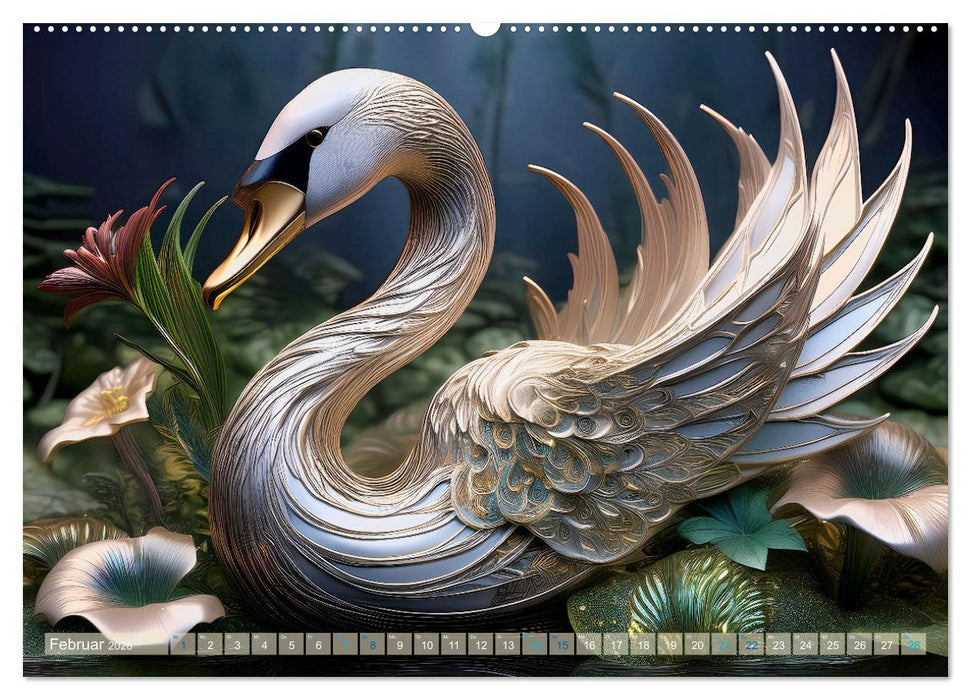 Tiere im Jugendstil - Eine Hommage an die Schönheit des Art Nouveau (CALVENDO Premium Wandkalender 2026)