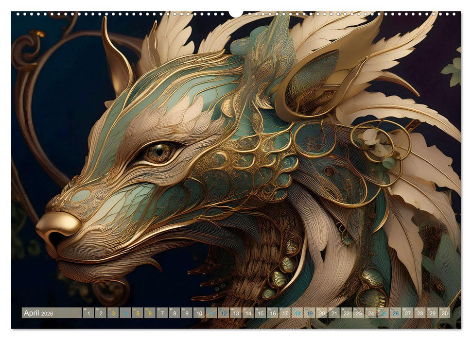 Tiere im Jugendstil - Eine Hommage an die Schönheit des Art Nouveau (CALVENDO Premium Wandkalender 2026)