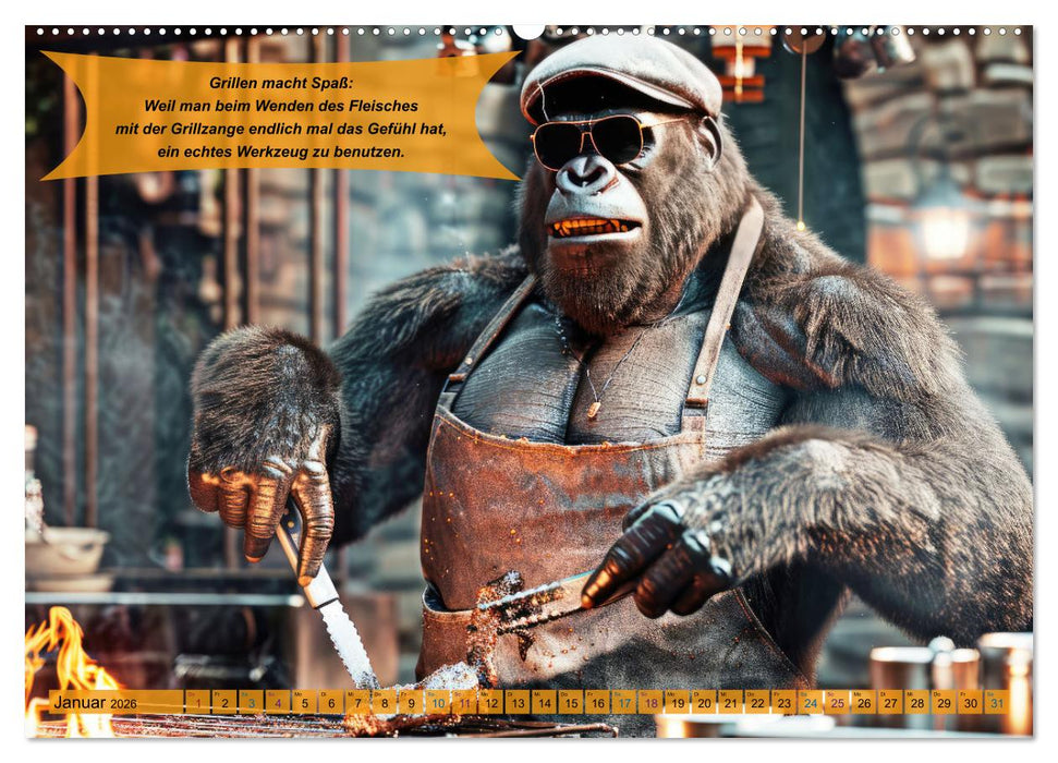 Tierisch lustige Grillmeister (CALVENDO Premium Wandkalender 2026)