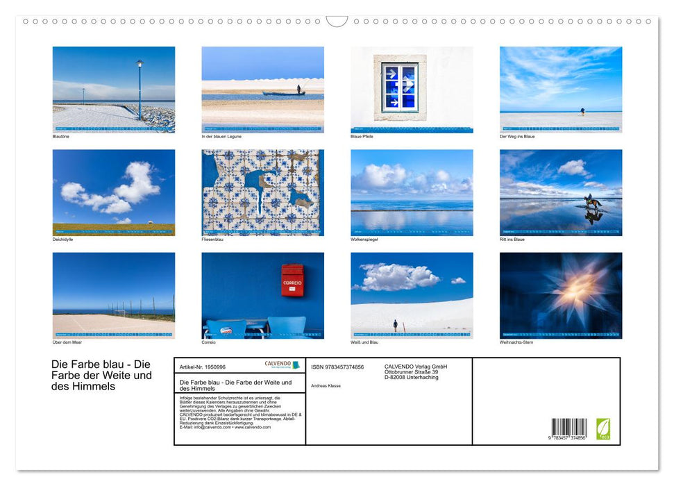 Die Farbe blau - Die Farbe der Weite und des Himmels (CALVENDO Wandkalender 2026)