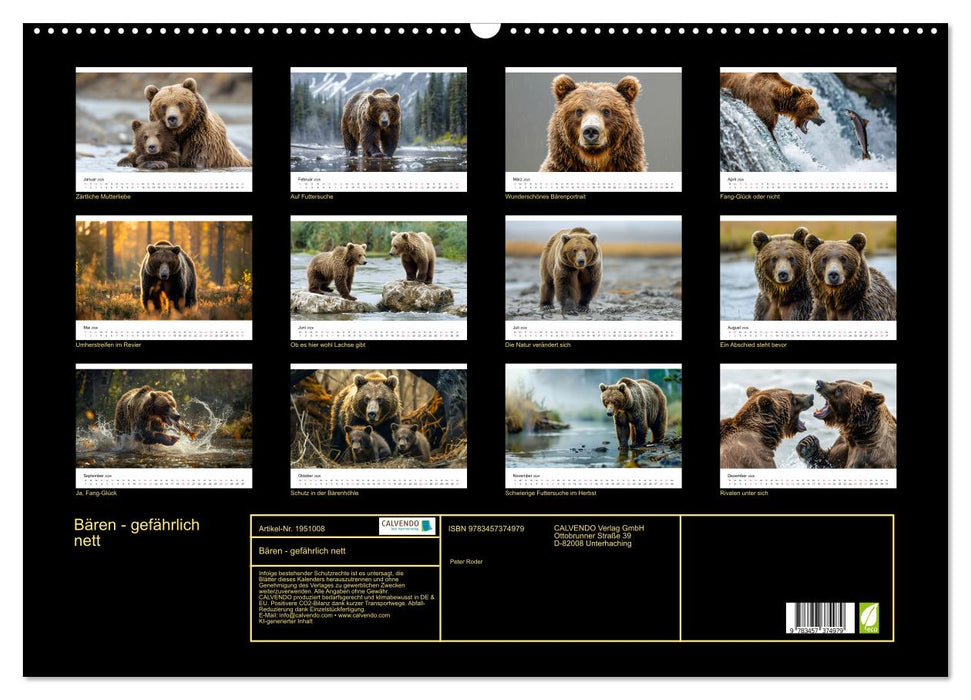 Bären - gefährlich nett (CALVENDO Wandkalender 2026)