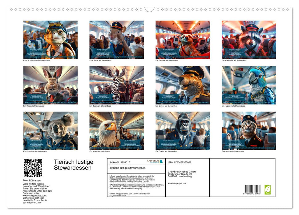 Tierisch lustige Stewardessen (CALVENDO Wandkalender 2026)