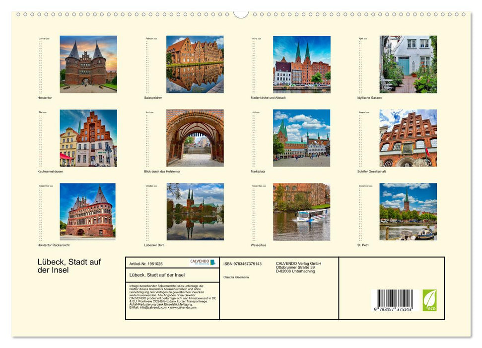 Lübeck, Stadt auf der Insel (CALVENDO Premium Wandkalender 2026)